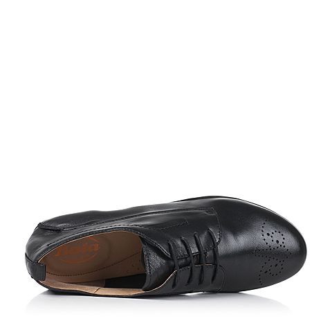 Bata/拔佳秋季专柜同款黑色舒适平跟羊皮女休闲鞋(软)AM829CM7