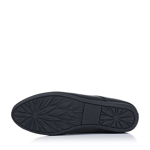 Bata/拔佳秋专柜同款黑色简约舒适平跟牛皮女休闲鞋-1702CM7
