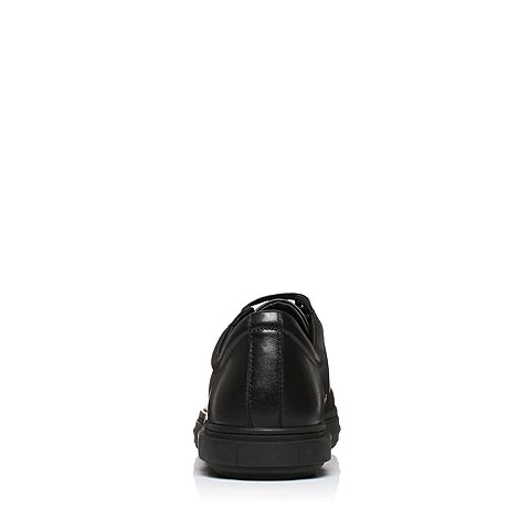 Bata/拔佳秋专柜同款黑色圆头平跟系带牛皮男休闲单鞋36-51CM7