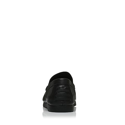 Bata/拔佳秋专柜同款黑色圆头平跟牛皮乐福鞋男休闲鞋86W01CM7