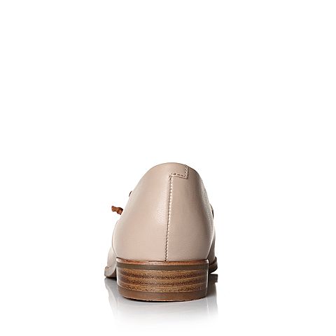Bata/拔佳秋专柜同款粉色圆头舒适粗跟羊皮女休闲单鞋AQ245CM7
