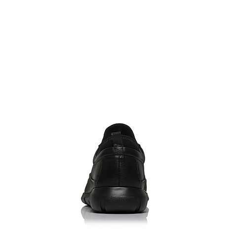 Bata/拔佳2018春专柜同款黑色圆头平跟运动休闲牛皮男单鞋87U01AM8