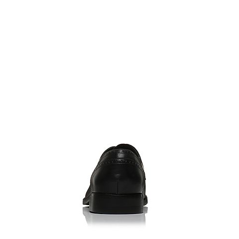 Bata/拔佳2018春专柜同款黑色圆头方跟商务正装牛皮男单鞋84G07AM8