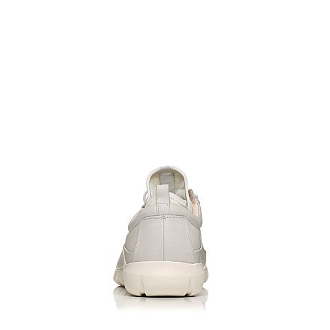 Bata/拔佳2018春专柜同款白色圆头平跟运动休闲牛皮男单鞋87U01AM8