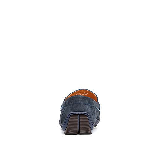Bata/拔佳2018春专柜同款深蓝色圆头平跟套脚牛皮休闲男单鞋533-1AM8