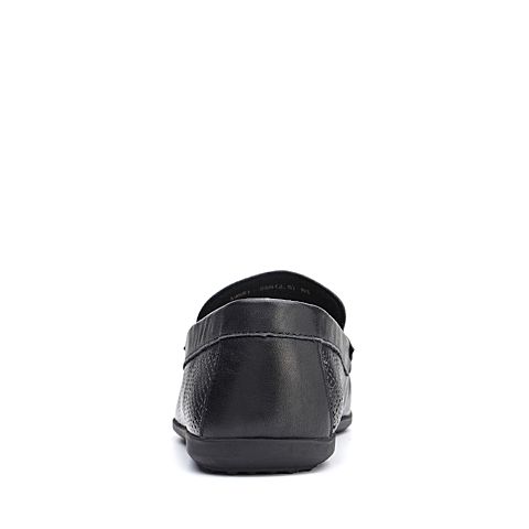 Bata/拔佳2018夏新专柜同款黑色时尚休闲平跟牛皮革乐福鞋男单鞋A9N81BM8