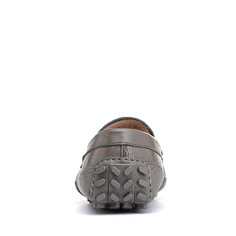 Bata/拔佳2018夏新专柜同款灰色圆头平跟舒适牛皮革乐福鞋男单鞋A8S97BM8