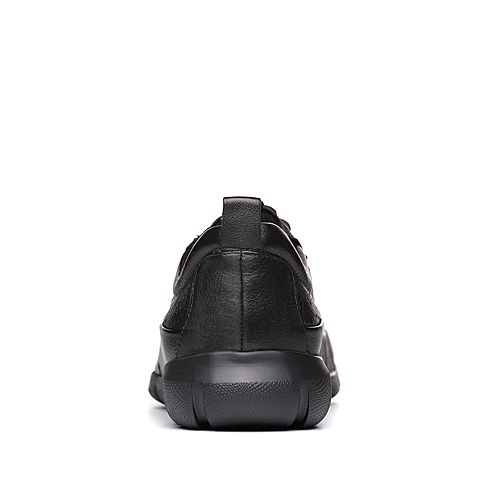 Bata/拔佳2018夏新专柜同款黑色时尚休闲圆头平跟牛皮革男单鞋87U04BM8