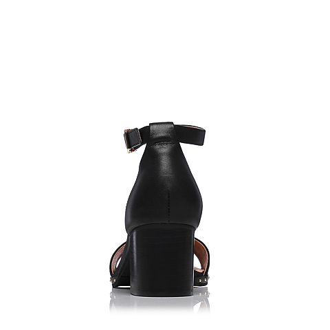 Bata/拔佳2018夏新专柜同款黑色粗高跟OL通勤女凉鞋740-7BL8
