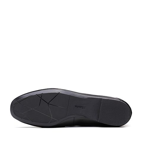 Bata/拔佳2018秋新专柜同款黑色舒适方头低跟牛皮革乐福女单鞋ABX21CM8