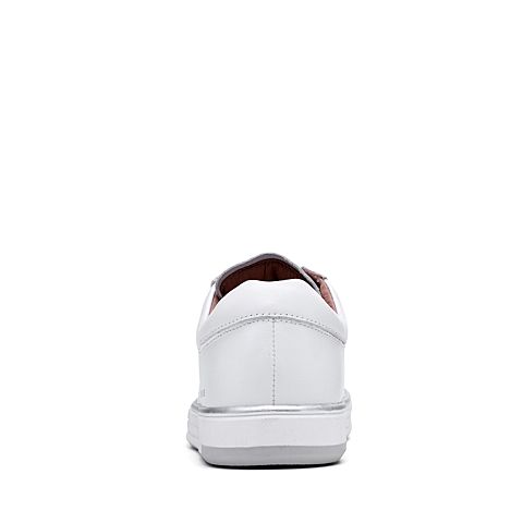 Bata/拔佳2018秋新专柜同款白色休闲平跟牛皮革女单鞋小白鞋ACX20CM8