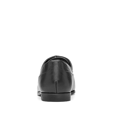 Bata/拔佳2018秋新专柜同款黑色尖头低跟OL通勤牛皮革女单鞋802-6CM8