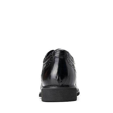 Bata/拔佳2018秋新款专柜同款黑色牛皮革简约方跟商务正装男单鞋91-11CM8