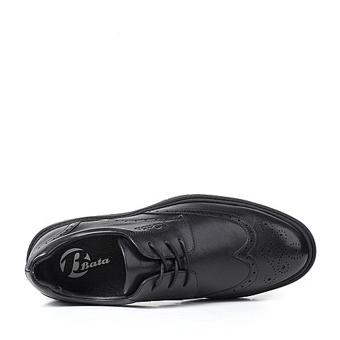 Bata/拔佳2018冬新款专柜同款黑色牛皮革英伦风商务男皮鞋82301DM8