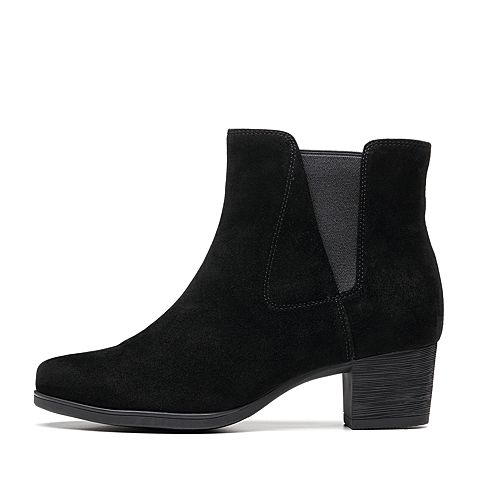 Bata/拔佳2018冬新款专柜同款黑色羊绒皮革女皮靴短靴NBL03DD8