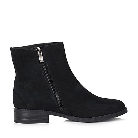 Bata/拔佳2018冬新款专柜同款黑色羊皮革女靴短靴9BE02DD8