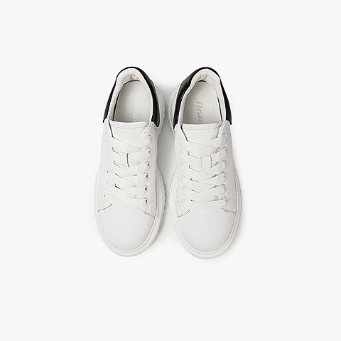 Bata小白鞋女单2021秋季新款百搭平厚底透气运动板鞋W9986CM1