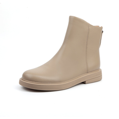 Bata时装靴女2023冬季商场新款英伦风通勤百搭牛皮短筒靴AKQ48DD3