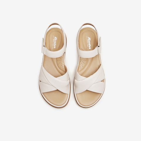 Bata时装凉鞋女2024夏商场新款百搭羊皮厚底通勤一字带鞋AYI06BL4