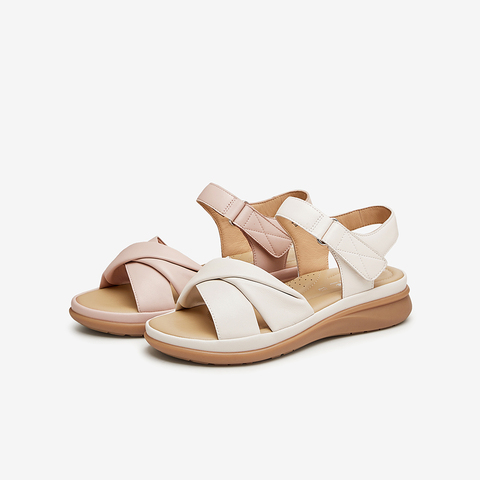 Bata时装凉鞋女2024夏商场新款百搭羊皮厚底通勤一字带鞋AYI06BL4