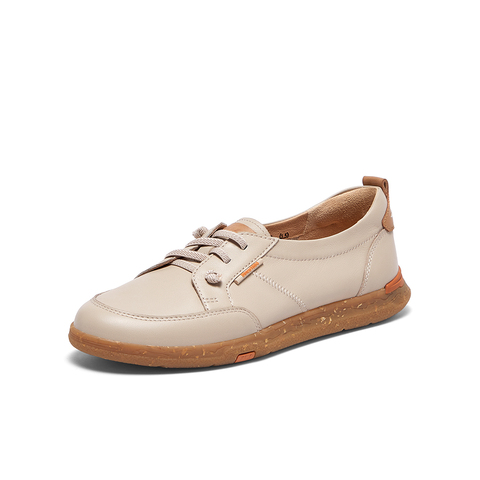 Bata木作小白鞋女2024春季商场牛皮软底百搭运动休闲单鞋AV209AA4