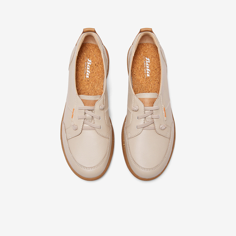 Bata木作小白鞋女2024春季商场牛皮软底百搭运动休闲单鞋AV209AA4