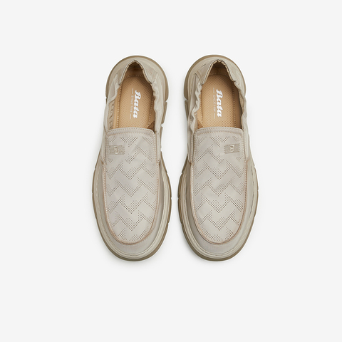 Bata乐福鞋男2024夏商场新款休闲透气舒适厚底百搭一脚蹬X6051BM4