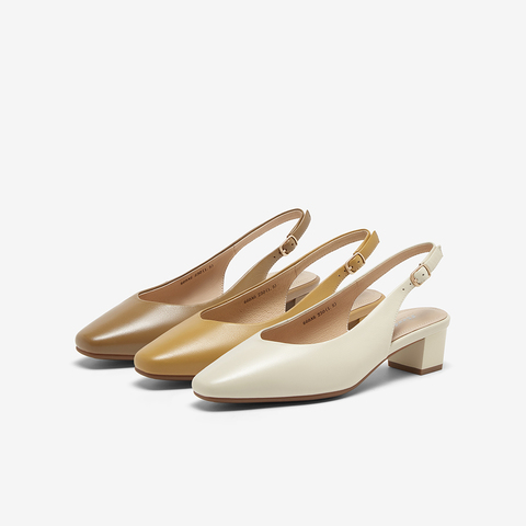 Bata后空凉鞋女2024春商场新款羊皮百搭优雅软底粗跟单鞋668A6AH4