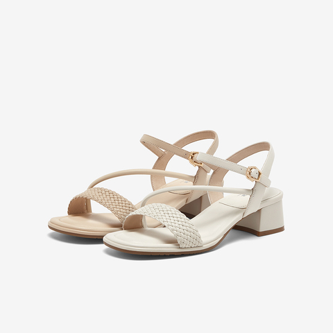 Bata时装凉鞋女2024夏季商场新款百搭羊皮优雅一字带凉鞋AVR08BL4