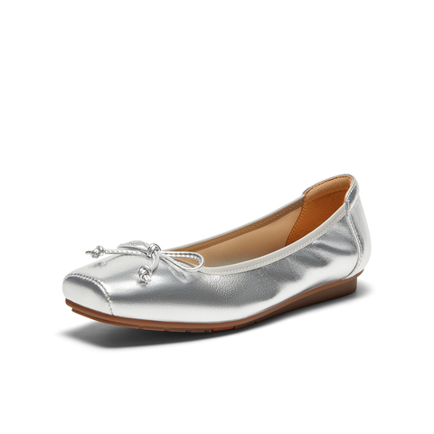 Bata浅口单鞋女2024秋季商场新款羊皮通勤软底蝴蝶结单鞋A4761CQ4