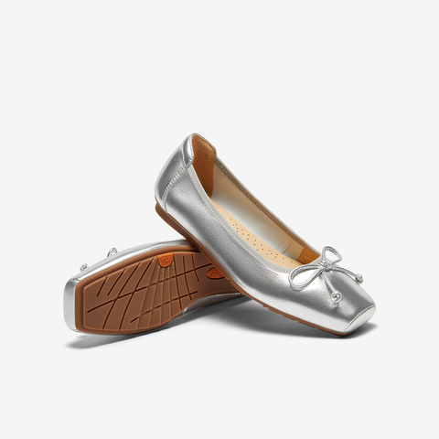 Bata浅口单鞋女2024秋季商场新款羊皮通勤软底蝴蝶结单鞋A4761CQ4