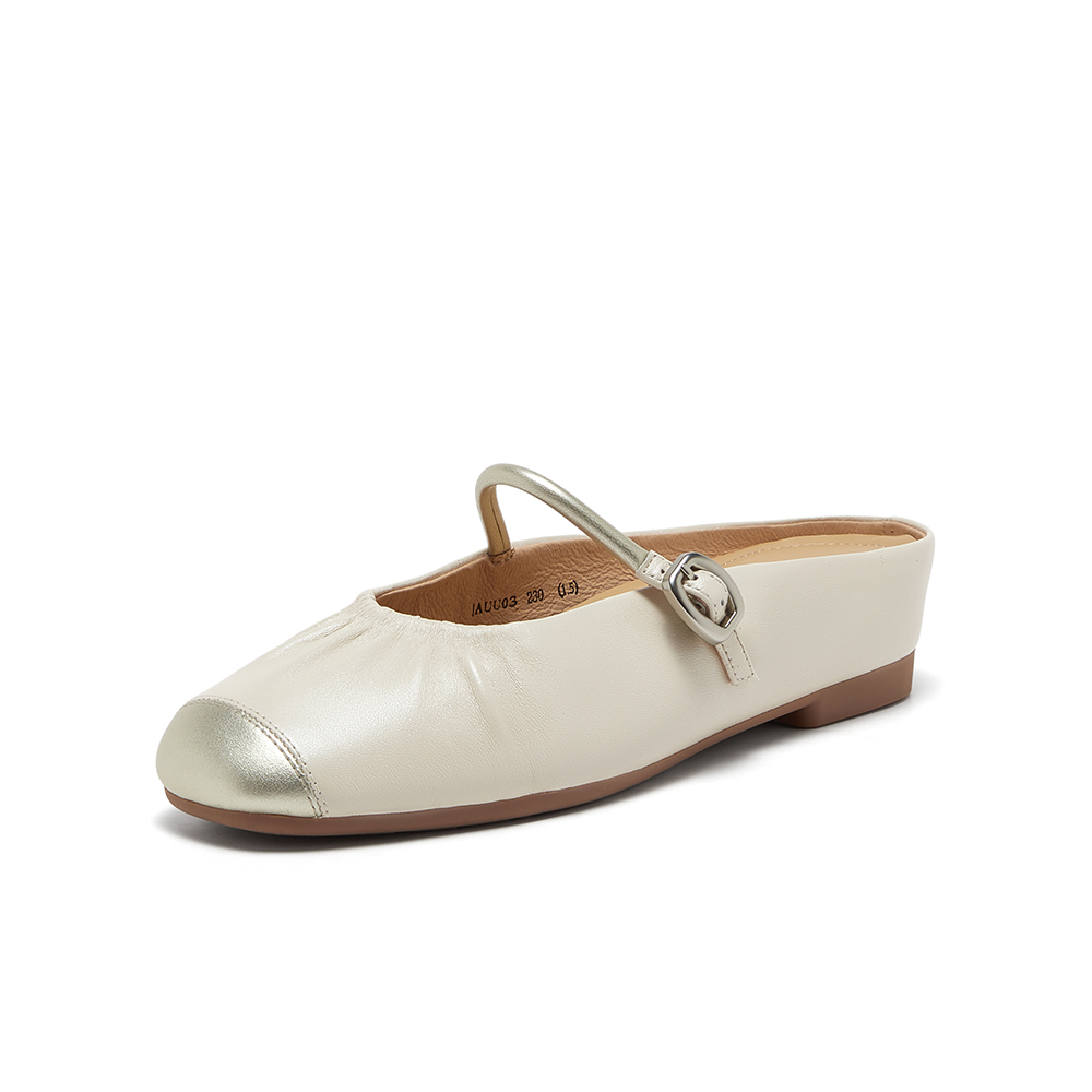 Bata穆勒拖鞋女2025春商场新款羊皮牛皮软底一脚蹬包头拖AUU03AH5