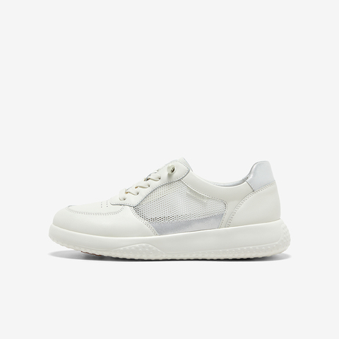 Bata小白鞋女2025夏季商场新款牛皮厚底透气休闲运动板鞋WRVK1BM5