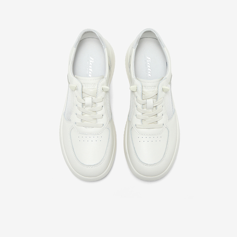 Bata小白鞋女2025夏季商场新款牛皮厚底透气休闲运动板鞋WRVK1BM5