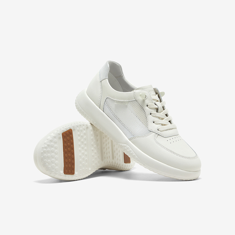 Bata小白鞋女2025夏季商场新款牛皮厚底透气休闲运动板鞋WRVK1BM5