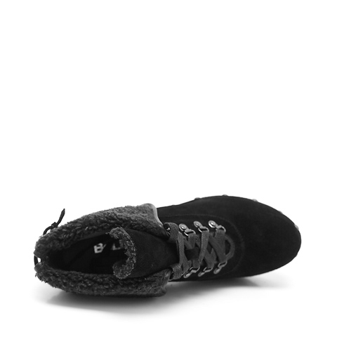 BELLE/百丽 及踝靴秋季黑色牛绒皮女鞋192-1CM1