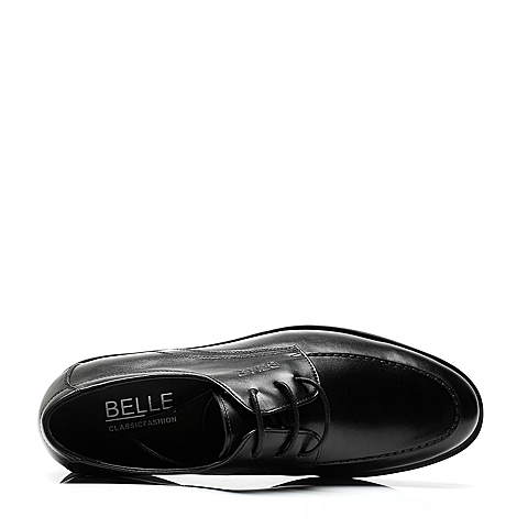 BELLE/百丽春季黑色牛皮男单鞋13731AM3婚鞋系列