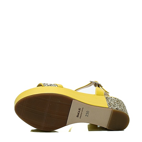 BELLE/百丽夏季黄色/金色混合材料女凉鞋3WJA6BL3