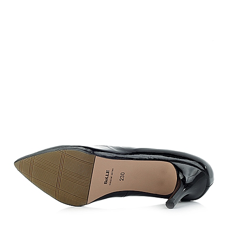 BELLE/百丽秋季专柜同款黑色漆牛皮女皮鞋3S204CQ3