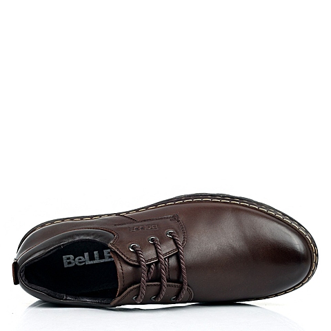 BELLE/百丽秋季专柜同款棕色油磨砂牛皮男皮鞋1YZ01CM3