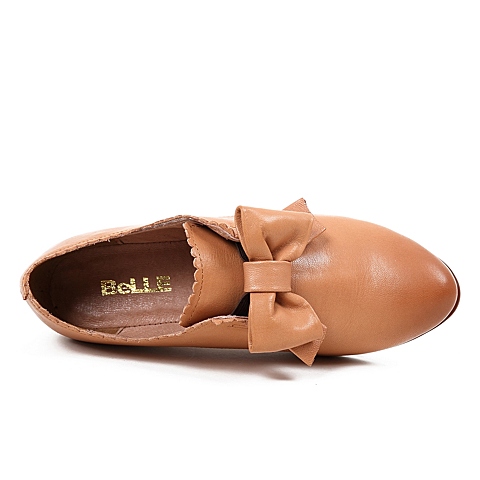 Belle/百丽秋季棕色软羊皮女皮鞋BDT20CM4