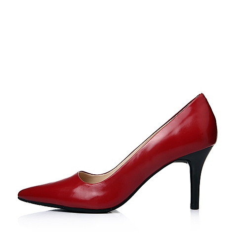 Belle/百丽秋季专柜同款红色光牛皮浅口女单鞋3S217CQ4