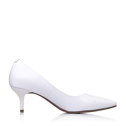 Belle/百丽春季专柜同款白色漆皮牛皮女单鞋BGA01AQ5