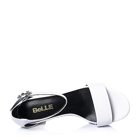 BELLE/百丽夏季专柜同款白色牛皮女凉鞋3N1B2BL5