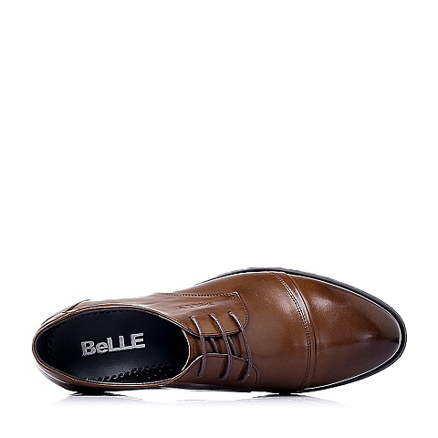 BELLE/百丽春季专柜同款棕色牛皮商务绅士男单鞋3NG01AM5