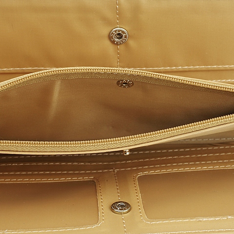 BELLE/百丽箱包夏季棕色十字纹人造革时尚精致钱夹Q8001BX5