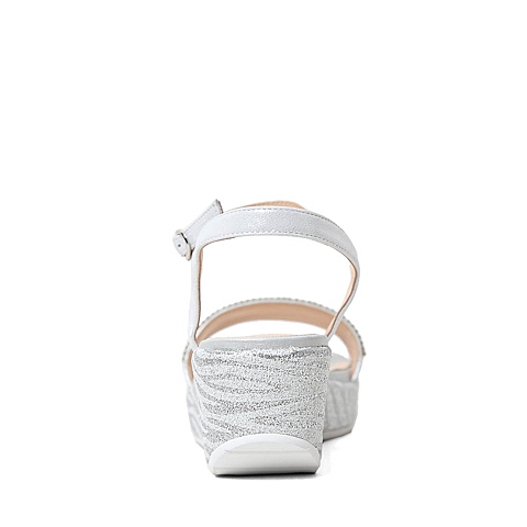 BELLE/百丽夏季专柜同款银白色羊皮/织物女凉鞋BFUA1BL5专柜1