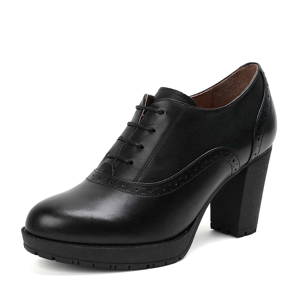 BELLE/百丽秋专柜同款黑小牛皮革经典女单鞋BDPA4CM5
