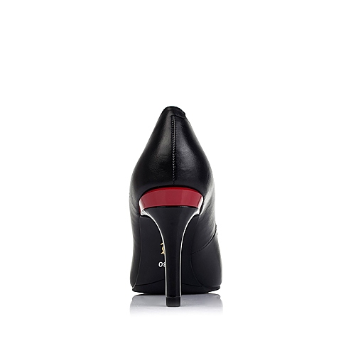BELLE/百丽秋专柜同款黑胎牛皮革优雅通勤女单鞋3Z411CQ5