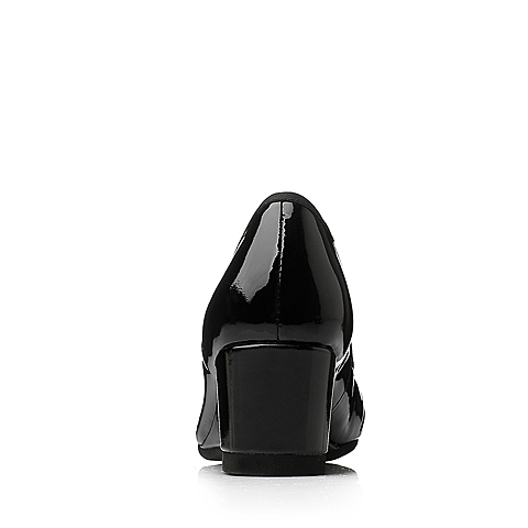 BELLE/百丽秋专柜同款黑漆皮牛皮革通勤女单鞋BDO02CQ5